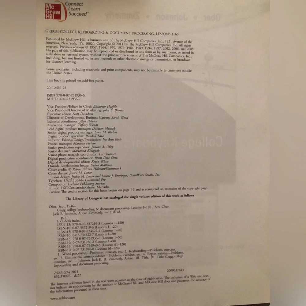 GREGG COLLEGE KEYBOARDING & DOCUMENT PROCESSING, GDP + By Ober Scot Ph.d. VG